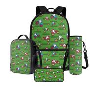 Xoenoiee Ensemble sac à dos de 43,2 cm, sac à déjeuner thermique, porte-bouteille d'eau, trousse à crayons, cadeau de rentrée scolaire pour garçons et filles, Camions agricoles de dessin animé, Taille