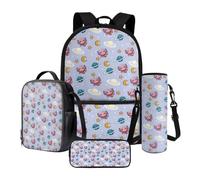 Xoenoiee Ensemble sac à dos de 43,2 cm, sac à déjeuner thermique, porte-bouteille d'eau, trousse à crayons, cadeau de rentrée scolaire pour garçons et filles, Axolotl Planètes Lune Étoiles, Taille