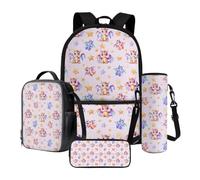 Xoenoiee Ensemble sac à dos de 43,2 cm, sac à déjeuner thermique, porte-bouteille d'eau, trousse à crayons, cadeau de rentrée scolaire pour garçons et filles, Jolies étoiles dragon, Taille unique
