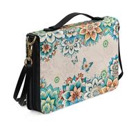 Xoenoiee Étui de bible avec sangle amovible pour homme et femme, étui de bible en cuir synthétique, Boho Mandala Papillon, XL