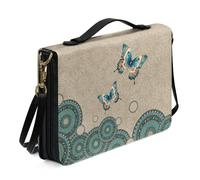Xoenoiee Étui de bible en cuir pour homme et femme avec sangle amovible, Papillon Boho Mandala, Large