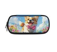 Xoenoiee Grande trousse de rangement pour enfants, filles, garçons, étudiants, adolescents, adultes, école, Corgi Dog Vibrant Flower, Taille unique, Organiseur de sac