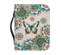 Xoenoiee Housse de bible bohème à fermeture éclair avec poignées pour homme et femme - Motif mandala et papillon - Taille XXL