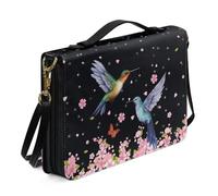 Xoenoiee Housse de bible pour femme en cuir synthétique avec sangle amovible, Colibri papillon floral, Large