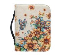 Xoenoiee Housses de bible avec poches de rangement et emplacements pour stylos à imprimé papillon et mandala bohème pour enfants, taille XXL