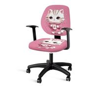 Xoenoiee - Lot de 2 housses de chaise de bureau mignonnes avec motif de chat rose, protège-siège et dossier extensible, housse pour chaise de bureau