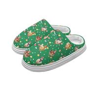 Xoenoiee Pantoufles confortables pour homme et femme avec doublure pelucheuse et semelle plateforme à enfiler, Lumières de coq vert, 40/43 EU