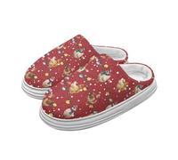 Xoenoiee Pantoufles confortables pour homme et femme avec doublure pelucheuse et semelle plateforme à enfiler, Lumières de coq rouge, 38/41 EU