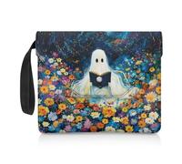 Xoenoiee Pochette de protection pour livre de poche avec fermeture à bouton, motif fantôme d'Halloween pour les amateurs de livres, couverture de livre d'Halloween pour enseignants et étudiants