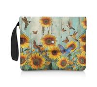 Xoenoiee Pochette de rangement pour les amateurs de livres avec fermeture à bouton - Motif papillon colibri et tournesol