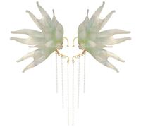 Xoeryoy 1 Paire d'oreilles d'elfe pour Femmes Adultes, Boucles 'Oreilles à Pompon en Perles, Boucles ' féeriques à Clip pour Cosplay, fêtes, Accessoires de Costumes