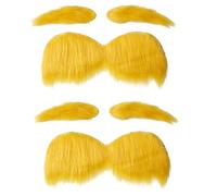 Xoeryoy 2 Ensembles de Moustache et Sourcils Jaunes, Moustache réaliste, Sourcils Auto-adhésifs en Fibres Chimiques pour Cosplay, fête d'halloween