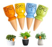 Xoeryoy 4pcs / Plant Set enjeux d'arrosage 1, 81x5.51 4 Couleurs Mignonnes cartons Grandes Verres de tête Auto-arroser Les Pointes de Plante pour intérieur et extérieur