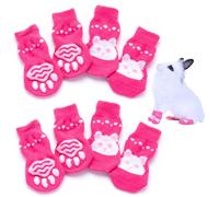 Xoeryoy 8pcs pour Animaux de Compagnie Non Glissade Chaude Chaude Mignonne de Chaussettes Lapin sécurisées avec des Trucs Lapin poignée pour Plancher Bois Franc intérieur, Moyen