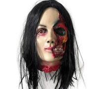Xoeryoy Accessoire de tête coupé, accrochage de tête coupée réaliste aux cheveux noirs, accessoires d'Halloween sanglants effrayants pour la fête d'Halloween, bar, bar, décoration mais