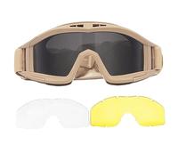 Xoeryoy Airsoft Goggles Sécurité réglable Airsoft Goggles anti-brouillard avec 3 objectifs interchangeables pour la chasse à vélo