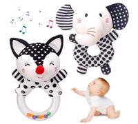 Xoeryoy Baby Rattle 2pcs Mignon Dessin animé Elephant & Fox Infant Rattle en Peluche Baby Toys for Development and Interactive Play &&