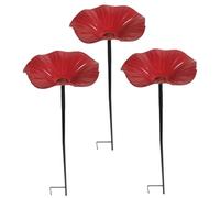 Xoeryoy Bain d'oiseaux en métal 3PCS, Bain d'oiseaux Colibri en Forme de Fleur avec Pieu réglable à 3 Sections, Petit ' extérieur pour Jardin ;1