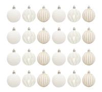 Xoeryoy Boules de Noël en Velours 24 pièces, 3 Styles, 2, 36 Pouces, Boules de Noël floquées à Suspendre, Ornements en Velours pour Arbre, Couronne, Guirlande, Blanc