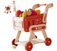 Xoeryoy Caddie de Courses pour Enfants, capacité, Panier de Courses sécurité pour Enfants, Ensemble 13 pièces, Jouet éducatif aléatoire Fruits et légumes pour épicerie, Jeu Simulation