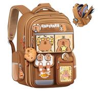 Xoeryoy Capybara Sac à dos Lagre Capacité Kawaii Sac à dos avec multi-poches imperméable mignon cartable avec trousse et papeterie pour enfants filles adolescentes