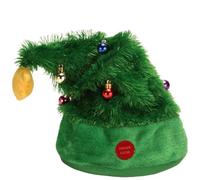 Xoeryoy Chapeau de Noël avec Musique et Arbre de Noël électrique - Chapeau Père en Peluche Verte Chantant - Jouet Amusant à Piles - Chapeaux pour Adultes et Enfants - Décoration