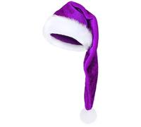 Xoeryoy Chapeau de Père Noël pour adultes, chapeau de Père Noël long avec garniture en fourrure épaisse blanche unisexe fournitures fête nouvel an, violet
