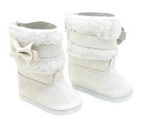 Xoeryoy Chaussures de poupée de 18 Pouces 1 Paire Bottes Neige poupée Chaussures Miniatures Bottes d'hiver avec Doublure en Fausse Fourrure Blanche et Accessoires nœud pour Tenue Noël