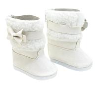 Xoeryoy Chaussures de poupée de 18 Pouces 1 Paire Bottes Neige poupée Chaussures Miniatures Bottes d'hiver avec Doublure en Fausse Fourrure Blanche et Accessoires nœud pour Tenue Noë