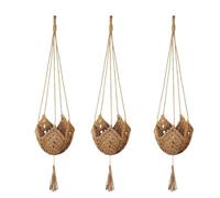 Xoeryoy Cintres pour Plantes d'intérieur en macramé, Paquet de 3 Supports pour Plantes suspendues en Corde de Chanvre avec Crochets en S pour décoration Maison Boho