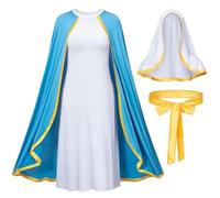Xoeryoy Costume de la Vierge pour femme - Costumes bibliques religieux - Comprend une jupe avec cape, un foulard blanc et une ceinture pour le cosplay de Noël, S
