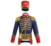 Xoeryoy Costume de prince charmant pour homme, costume de Noël soldat européen comprenant des hauts, une ceinture, un chapeau, des ornements pour une performance sur scène d'officier cosplay, L