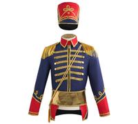 Xoeryoy Costume de prince charmant pour homme, costume de Noël soldat européen comprenant des hauts, une ceinture, un chapeau, des ornements pour une performance sur scène d'officier cosplay, XL