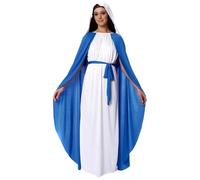 Xoeryoy Costumes bibliques pour Femmes, Costume de Jésus Comprenant Une Jupe avec Cape, Un Foulard Blanc et Une Ceinture, Costume de Noël Religieux pour Cosplay Noël, pour Adulte