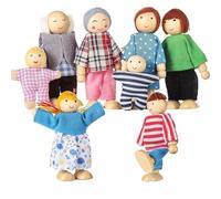 Xoeryoy Dollhouse People 8 Figurines familiales poupées en Bois posables Mignonnes Maison de poupée Ensemble de Figurines pour Filles garçons Tout-Petits Enfants Accessoires Maison poupée Jouet