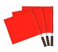 Xoeryoy Drapeau d'arbitre 3 pièces Drapeaux de Volley-Ball à Main Rouge en Acier Inoxydable avec poignée en éponge Confortable Drapeau de Sport Juge Ligne Patrouille pour l'entraînement Sportif