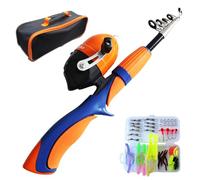Xoeryoy Équipement de pêche pour Enfants, 4 Cannes à pêche télescopiques et Moulinet avec boîte à matériel et Sac Portable, kit débutant pour Les Jeunes, léger Facile Transporter ; 1 ; 1