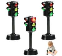Xoeryoy Feux de Circulation pour Enfants, 3 Mini Panneaux de signalisation routière 4, 7 Pouces, Feux Circulation à LED avec Son klaxon, Panneaux d'arrêt pour l'éducation précoce