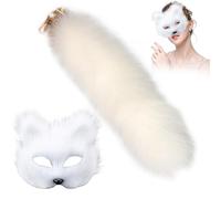 Xoeryoy Fox Mask and Tail Renaliste Costume à fourry Decorative Thérie Thérie Masque thérien et queue pour le cosplay Party Halloween Masquerade