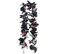 Xoeryoy Halloween Garland, 69 Pouces Roses de Soie vignes Noires Fleurs avec des Baies Rouges Fausse Rose Guirlande pour Halloween Gothique de Mariage Table maître la pièce maîtresse
