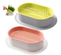 Xoeryoy Jardinière d'herbe à Chat, Paquet de 2, kit de Culture hydroponique d'herbe à Chat avec Drainage, Pot 'intérieur Facile cultiver pour Chats et Petits Animaux Compagnie (sans graines)