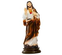 Xoeryoy Jésus Statue Résine Jésus Figurines Sacré-Cœur Figurines catholiques religieuses Rouge-Blanc, 8, 3 Pouces