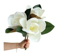 Xoeryoy Magnolia Flowers Artificiel, 3pcs 16 Tall Real Touch White White Artificial Magnolia Fleurs avec Feuilles et tiges pour Le Mariage de Mariage à Vase à Vase Grand #