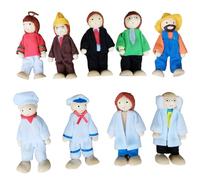 Xoeryoy Maison de poupée en Bois Personnes 9 pièces Mini Maison de poupée articulée réaliste Personnages habillés Figurines éducatives pour Faire Semblant Jouer à partir 18 Moi