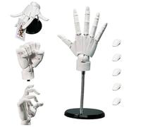 Xoeryoy Modèle de Main 1:1 Mannequin articulé Main articulée Mobile 16x8 Pouces Mannequin avec Base Bricolage PVC ABS modèle pour Dessin, Peinture, Croquis, Blanc