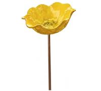 Xoeryoy Piquets de Bain d'oiseaux à Fleurs pour l'extérieur - Piquets de Jardin décoratifs pour Oiseaux, Station d'eau en Plastique pour, Abeilles, Papillons, Jaune 60 x 15 cm