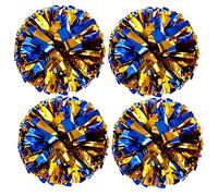 Xoeryoy Pompons de Pom-Pom Girl en Feuille métallique, Pompons de - Girl, Fleurs à la Main pour Le Sport, Costume Danse, soirée, Esprit d'équipe, 4 pièces Bleu Or mélangé