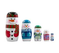 Xoeryoy Poupées gigognes Russes, 5 pièces poupées gigognes Bonhomme de Neige de noël Mignonnes, poupée Russe en Bois, Jouets pour décoration Vacances noël