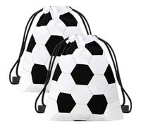 Xoeryoy Sac à Cordon de Football 2 pièces, Sac à Cordon de Gymnastique - Pliable en Polyester Motif Football, et Blanc, 13, 39x16, 93 Pouces