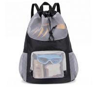 Xoeryoy Sac à Dos en Maille avec Cordon de Serrage, Sac de Bain Respirant avec Rangement Multi-Poches, à Dos léger pour la Salle Sport et Les Voyages, 19x15 Pouces